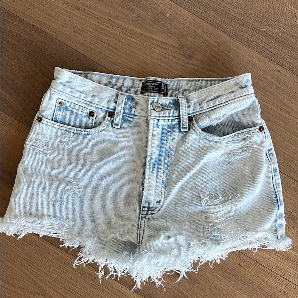 Light Blue Distressed Denim Shorts